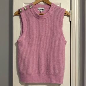 Ganni Jewelled Button-Shoulder Sweater Vest